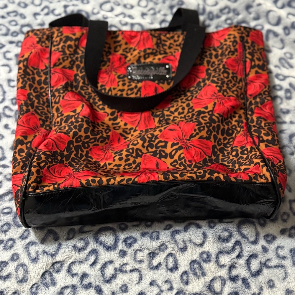 Betsey Johnson Red and Leopard Print Tote